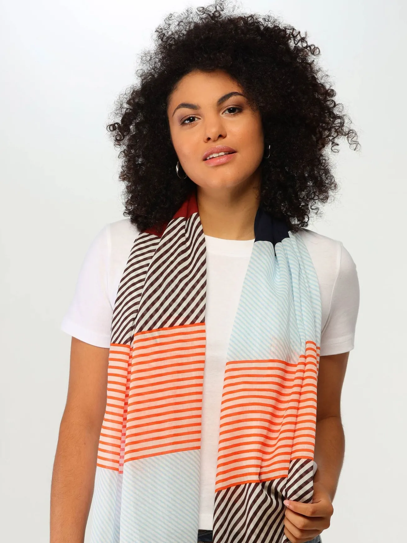 Baumwollschal mit Colour Blocking Design