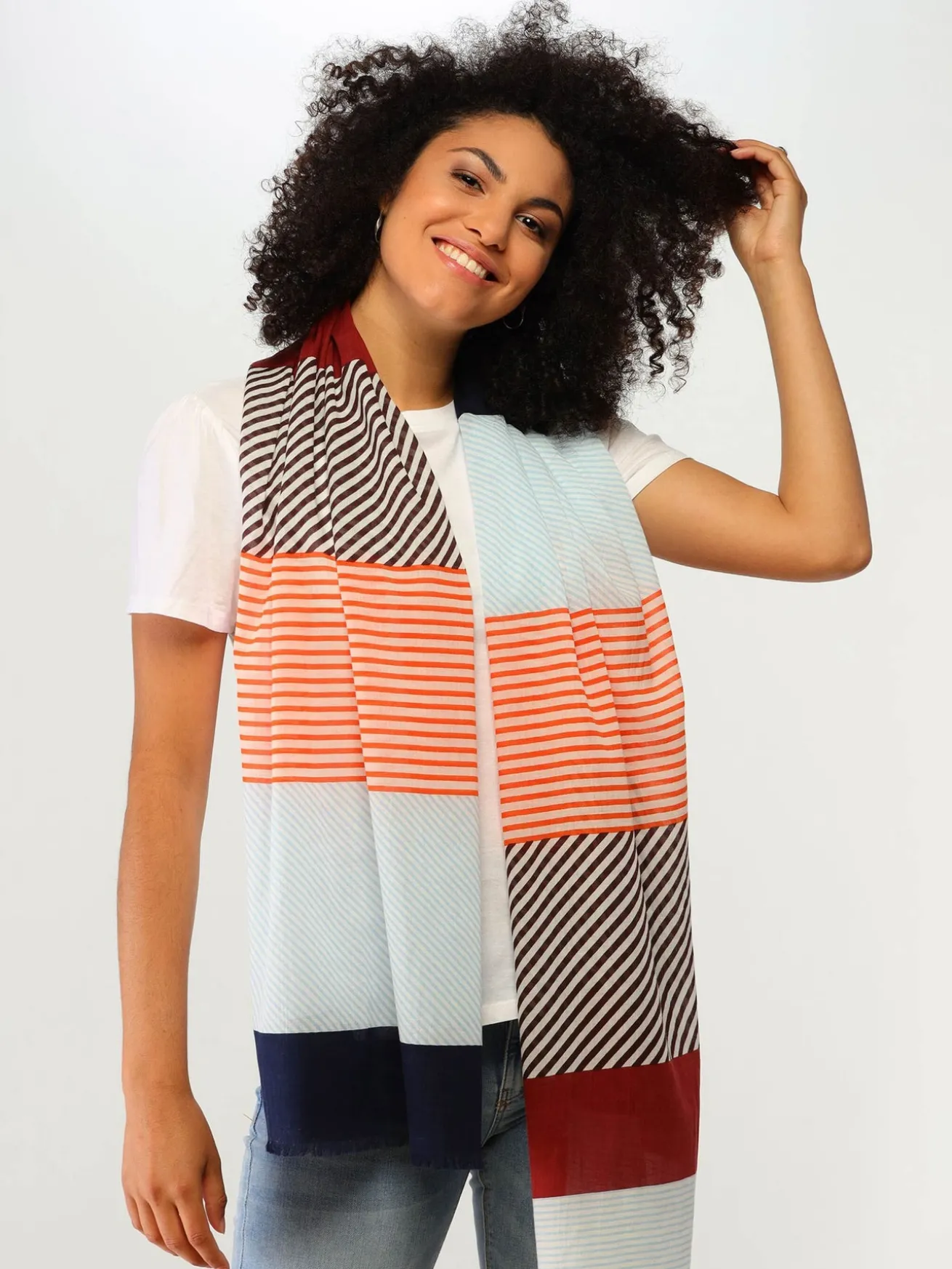 Baumwollschal mit Colour Blocking Design