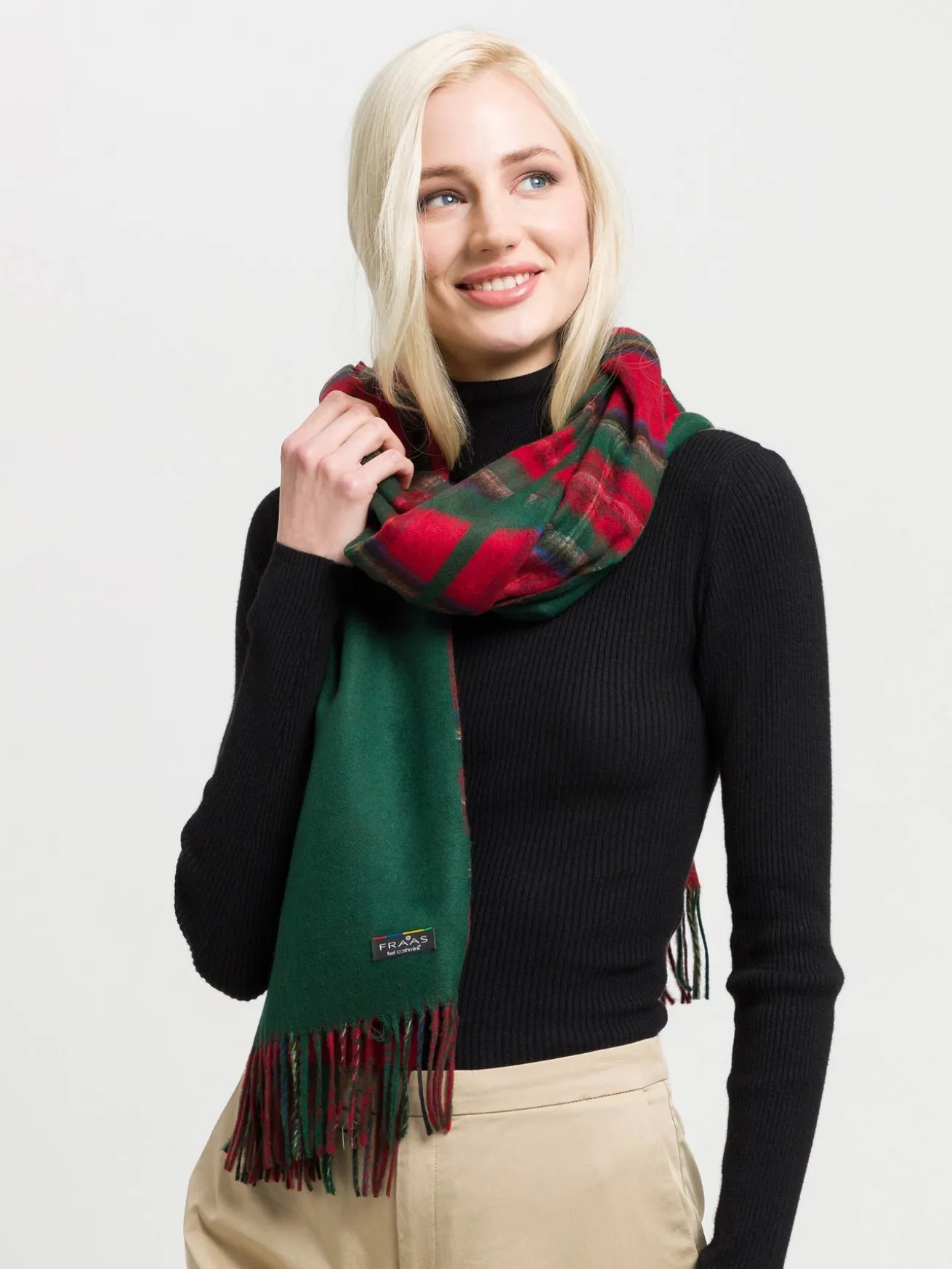 Cashmink-Schal MERRY CHRISTMAS mit weihnachtlichem Karo-Design - Made in Germany