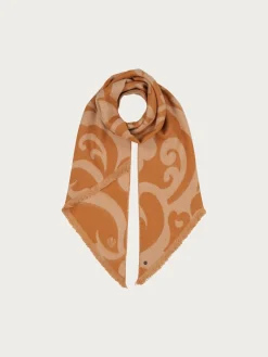 Cashmink-Schal mit Ranken-Design und Bias Cut
