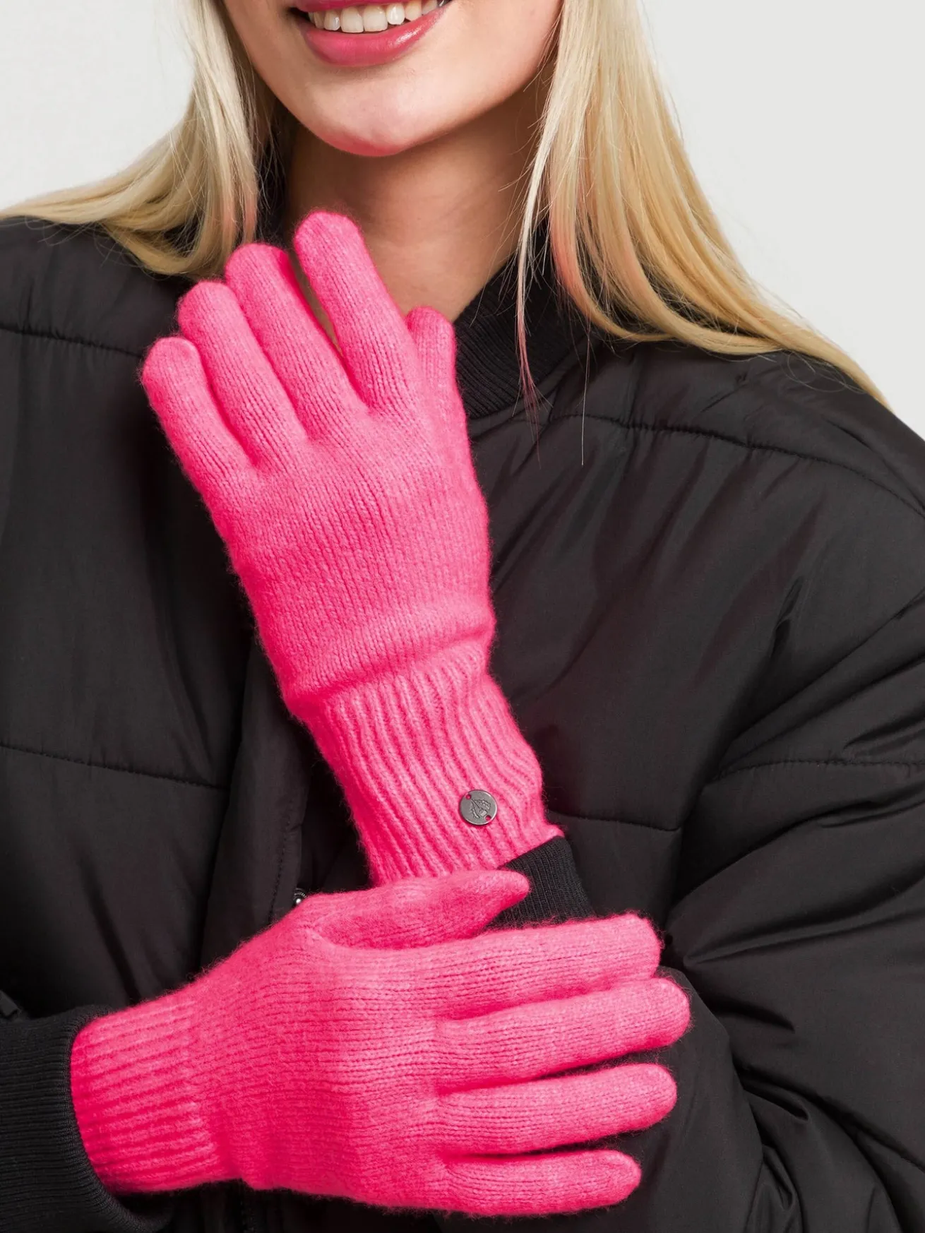 Einfarbige Strickhandschuhe in Wollmischung