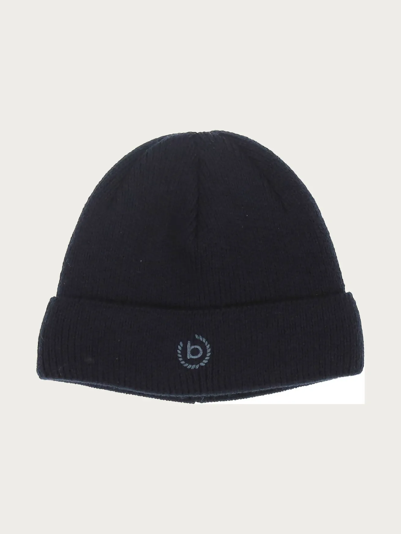 Einfarbige Strickmütze in Wollmischung mit bugatti-Logo