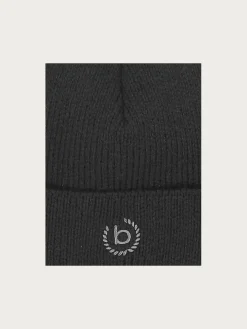 Einfarbige Strickmütze in Wollmischung mit bugatti-Logo