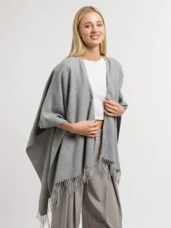 Einfarbiger Poncho aus reinem Polyacryl - Made in Germany