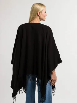 Einfarbiger Poncho aus reinem Polyacryl - Made in Germany