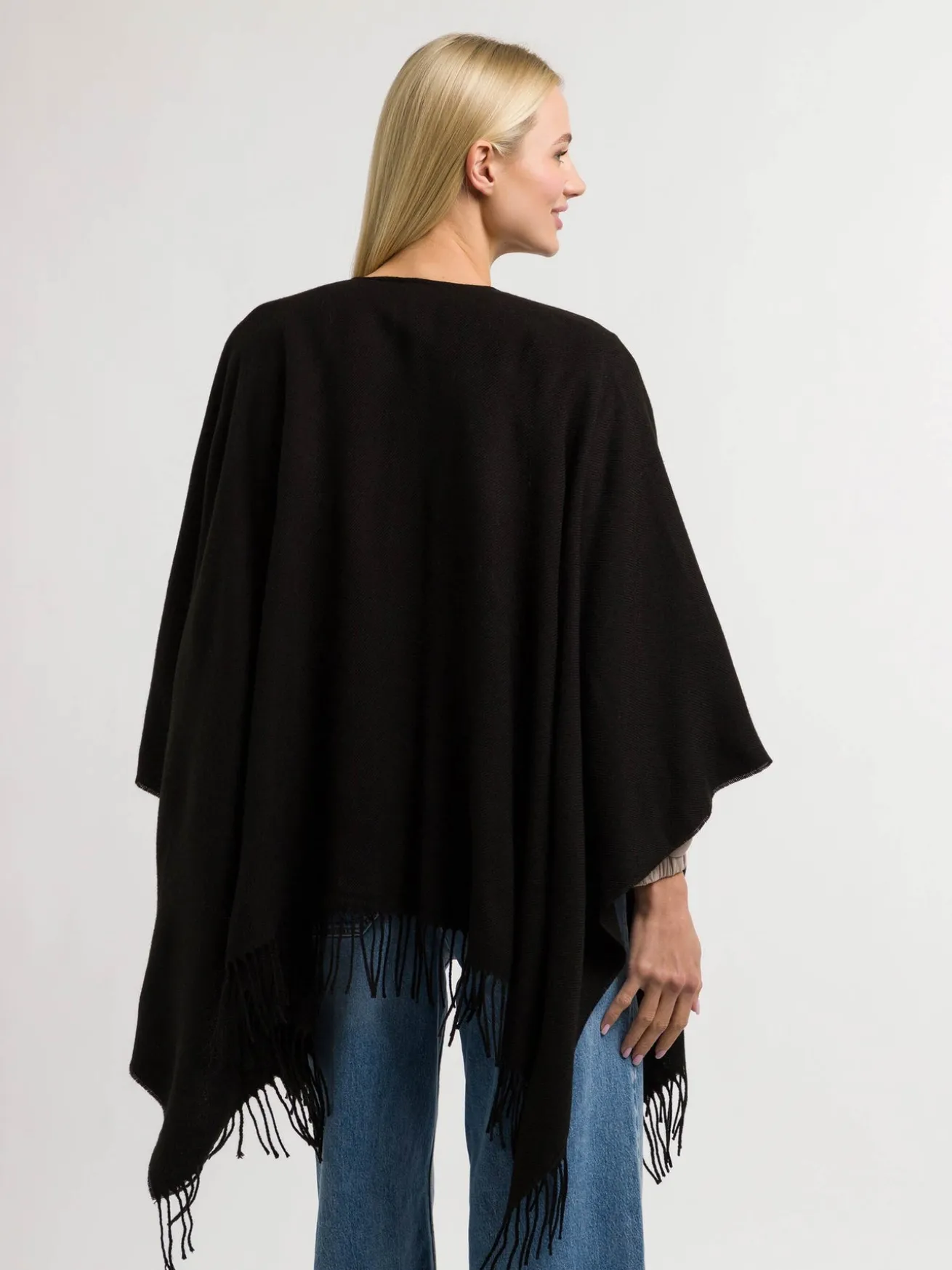 Einfarbiger Poncho aus reinem Polyacryl - Made in Germany