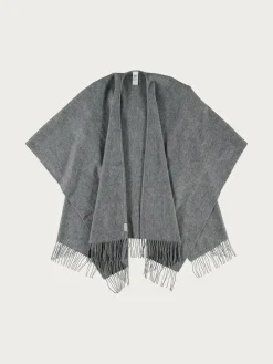 Einfarbiger Poncho aus reiner Wolle