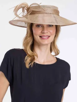Eleganter Loevenich Haarreif mit Sinamay Schleife und Feder-Schmuck