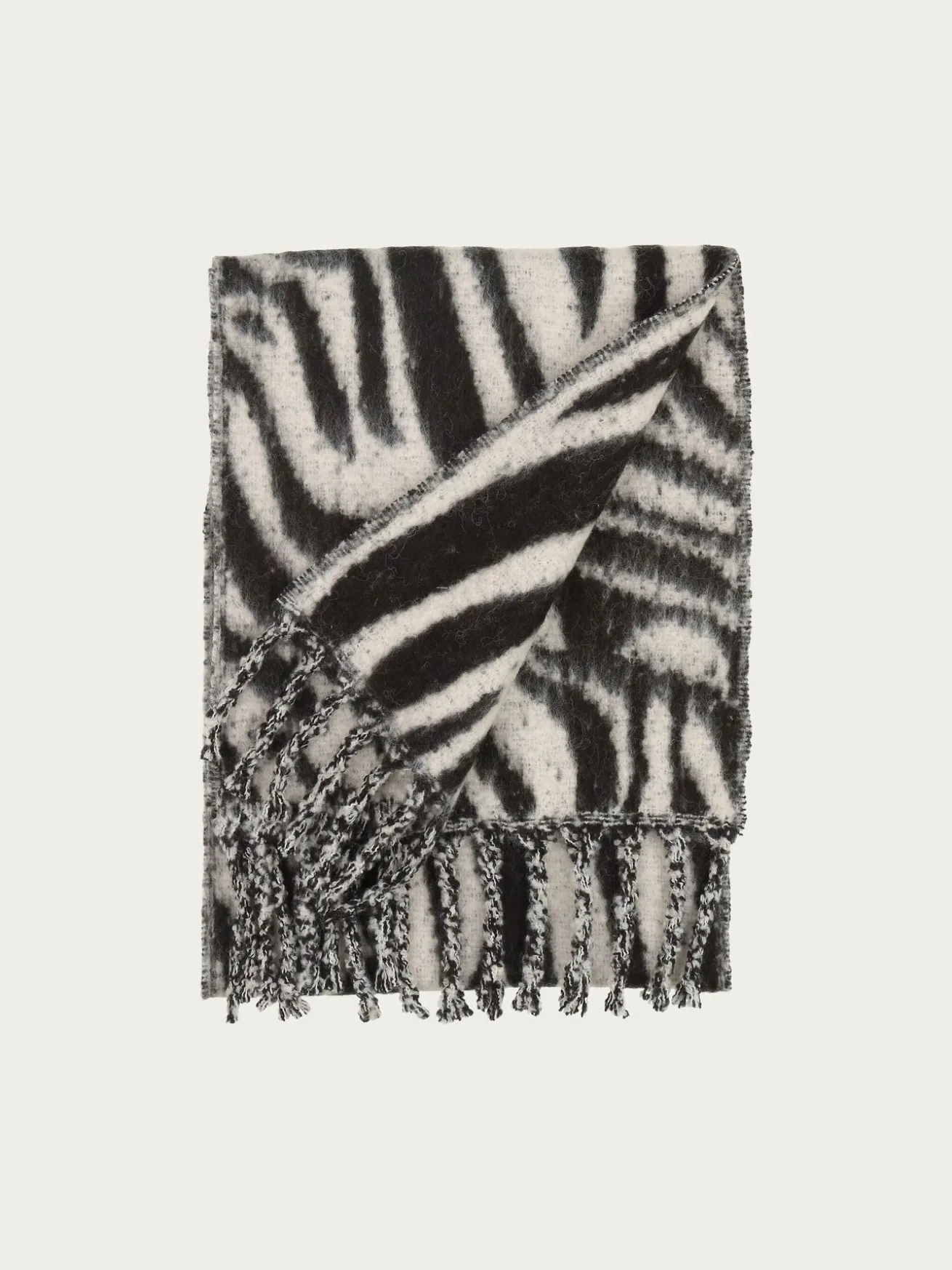 Flauschiger XL-Schal mit Zebra-Design in Wollmischung