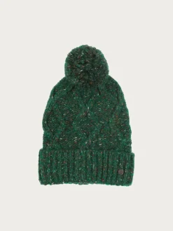 Melierte Strickmütze mit Zopfmuster