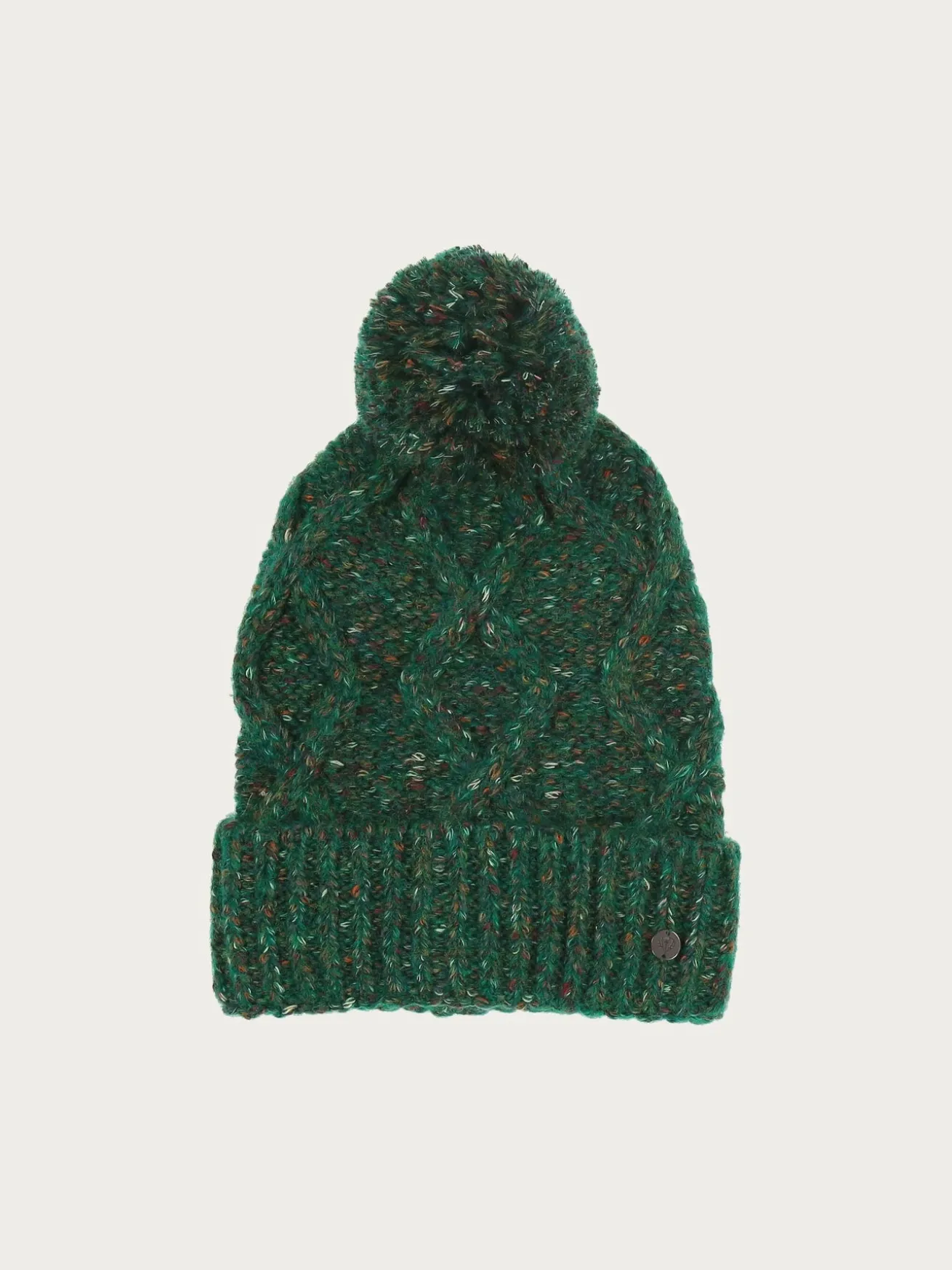 Melierte Strickmütze mit Zopfmuster