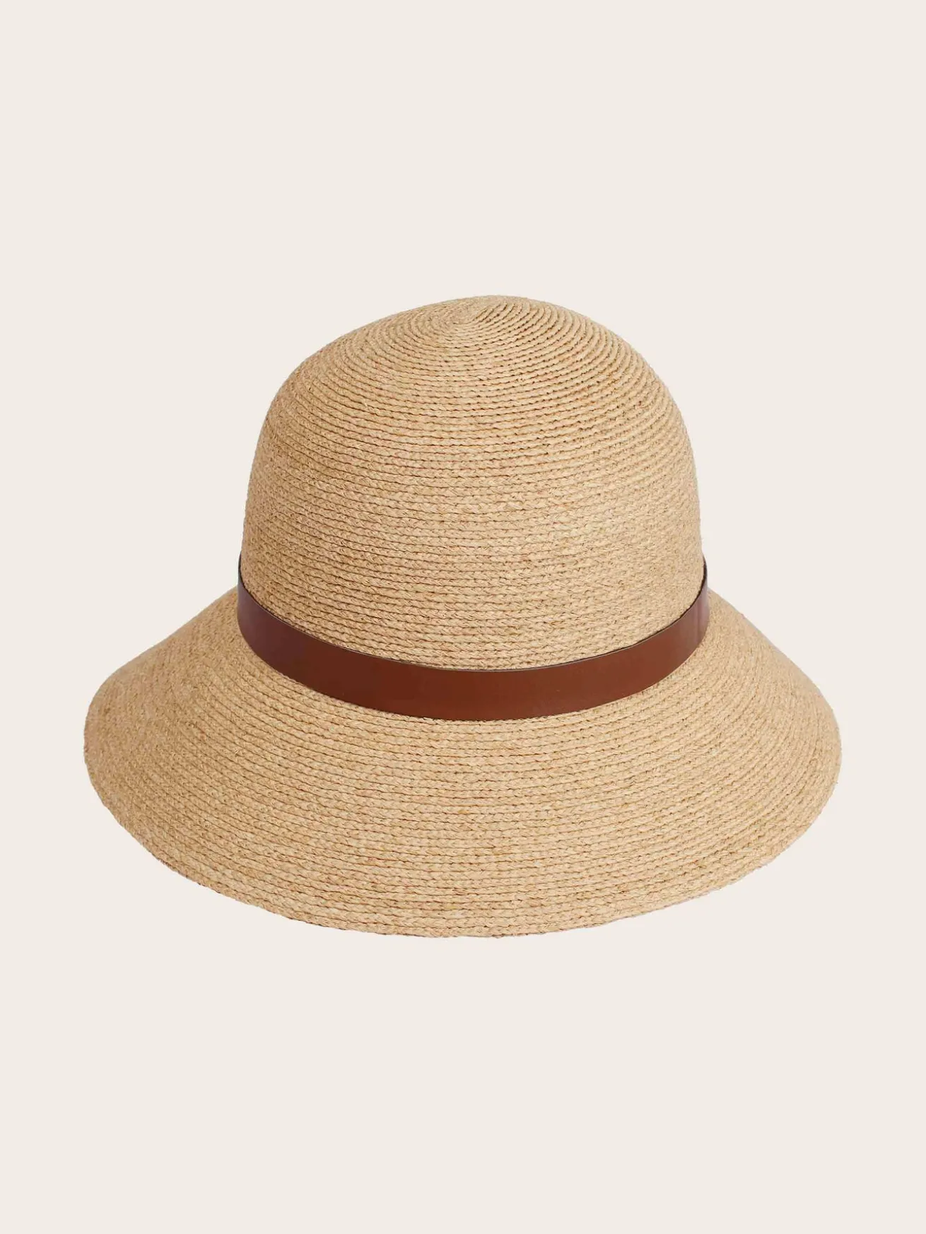 Modischer Loevenich Strohhut aus Raffia mit Leder-Hutband