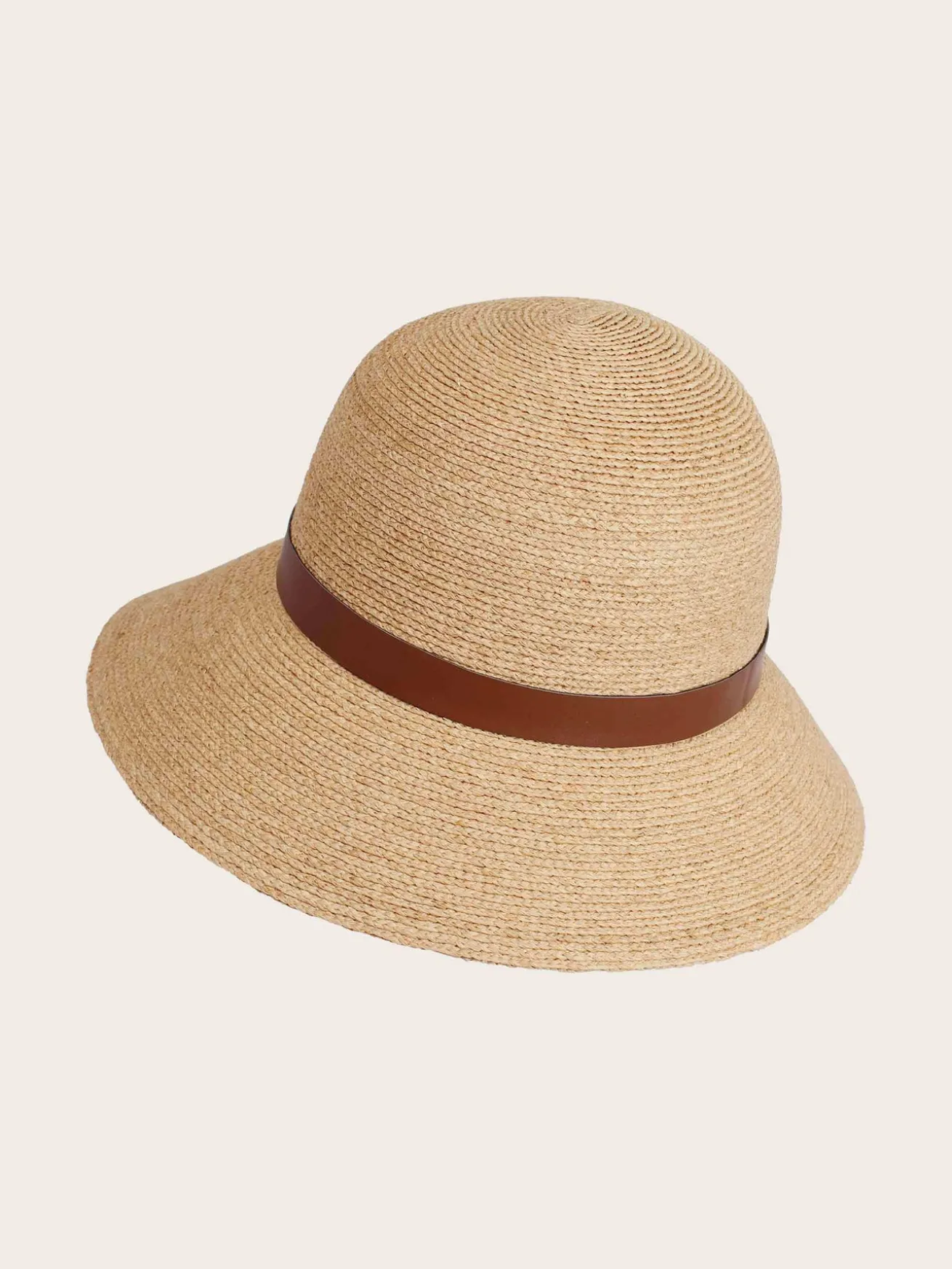 Modischer Loevenich Strohhut aus Raffia mit Leder-Hutband