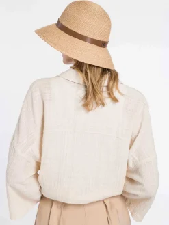 Modischer Loevenich Strohhut aus Raffia mit Leder-Hutband
