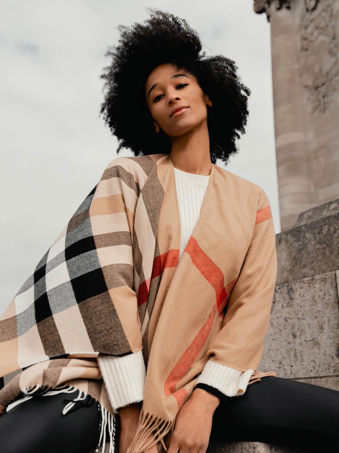 Poncho mit FRAAS Plaid Karo aus Polyacryl - Made in Germany