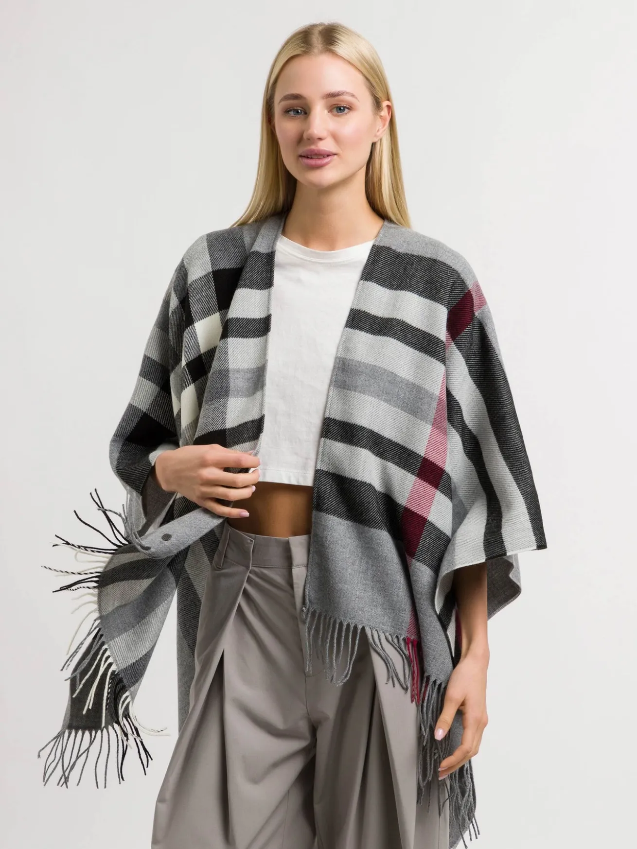 Poncho mit FRAAS Plaid Karo aus Polyacryl - Made in Germany