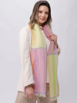 Schal mit Colour Blocking in Leinenmischung