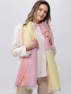 Schal mit Colour Blocking in Leinenmischung