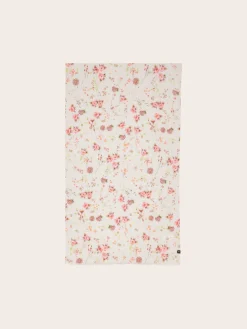 Schal mit romantischem Blümchen-Design in Hanfmischung
