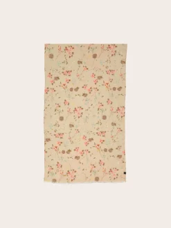 Schal mit romantischem Blümchen-Design in Hanfmischung