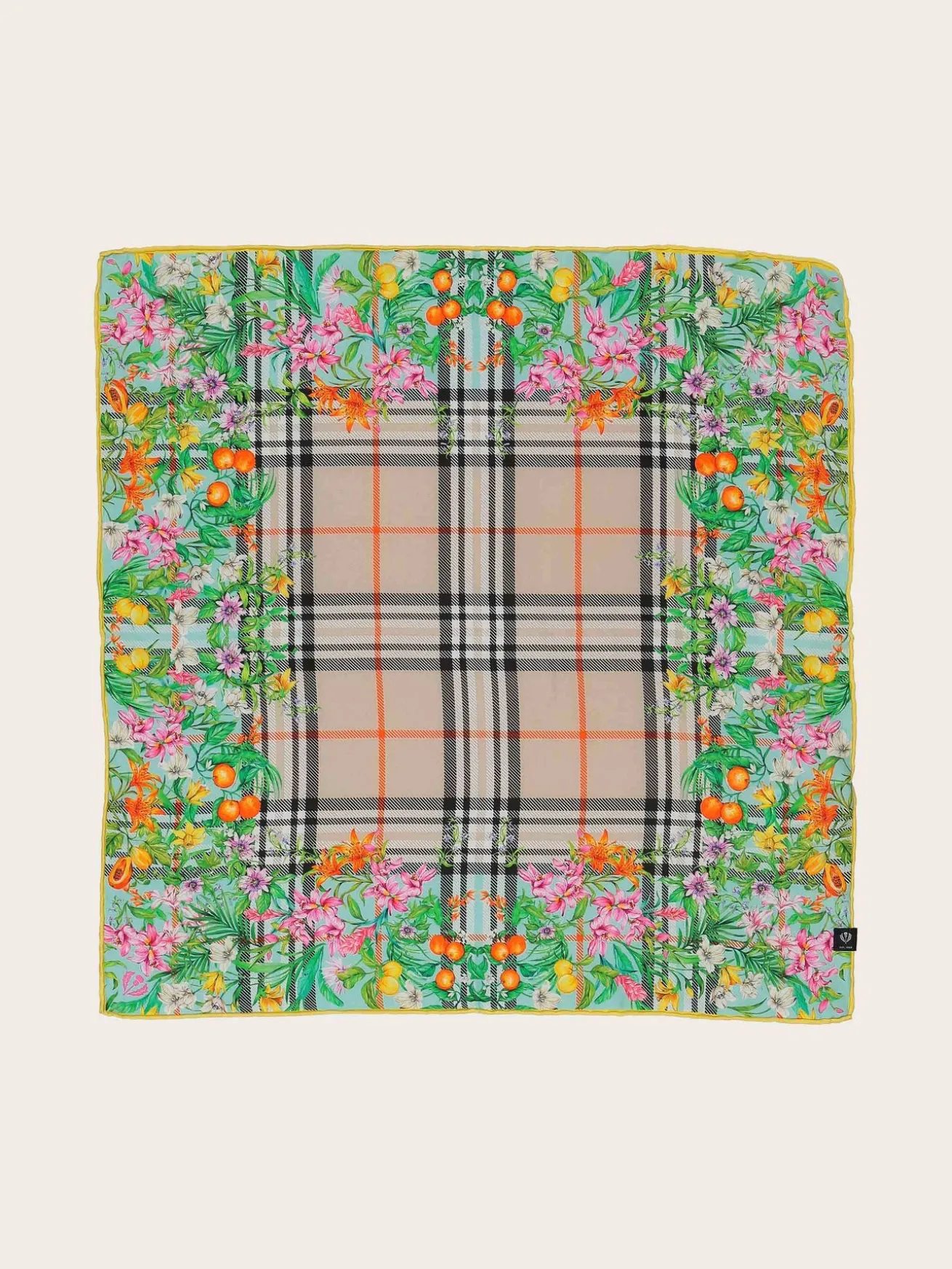 Seidentuch mit FRAAS Plaid Karo und Dschungel-Print