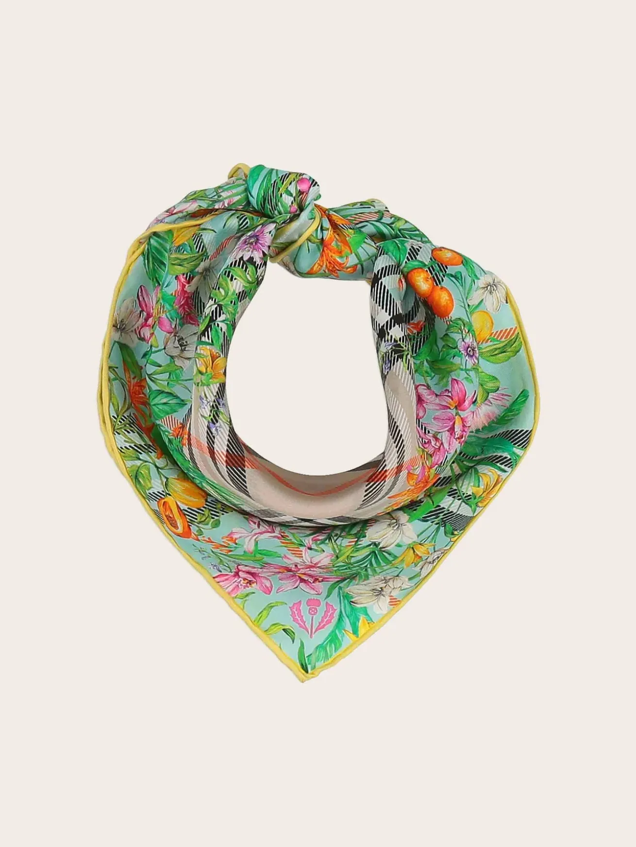 Seidentuch mit FRAAS Plaid Karo und Dschungel-Print