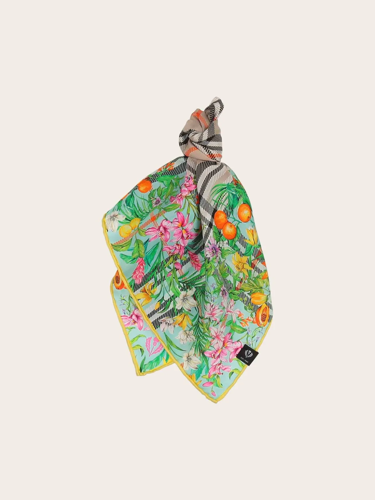 Seidentuch mit FRAAS Plaid Karo und Dschungel-Print