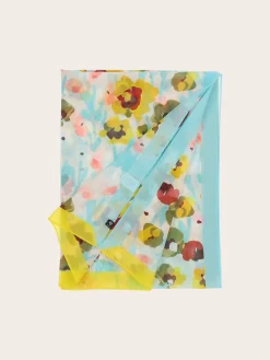 Stola mit Aquarell-Blumen-Design in Seidenmischung
