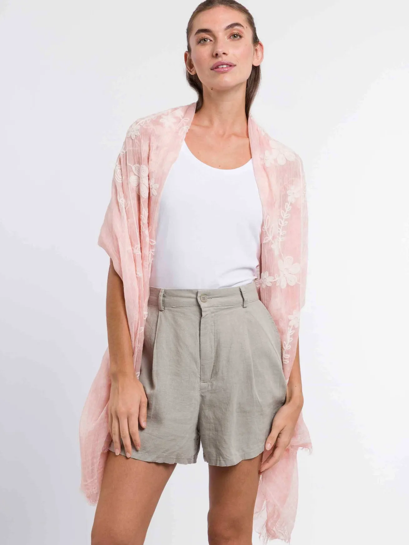 Stola mit Blumen-Stickerei