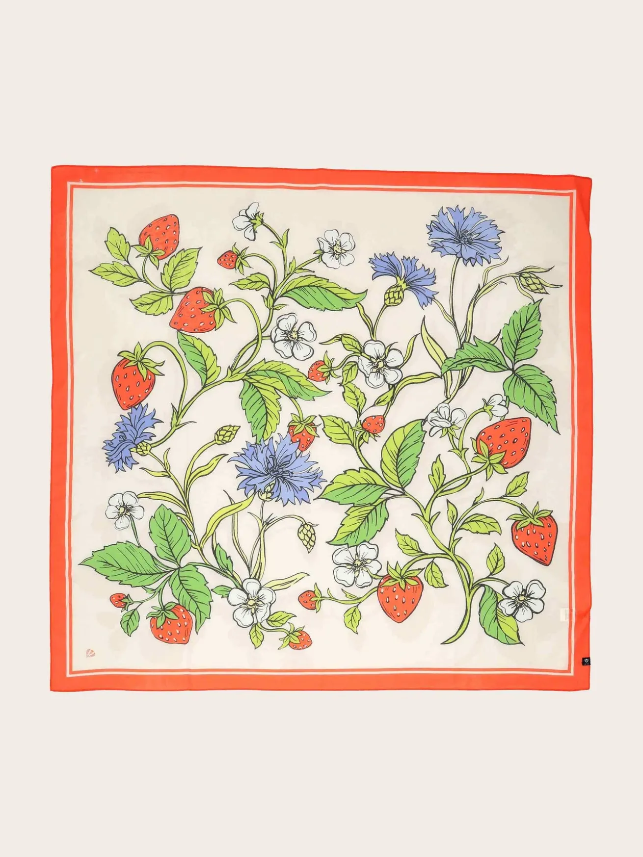 Tuch mit Erdbeer- und Blumen-Design in Seidenmischung