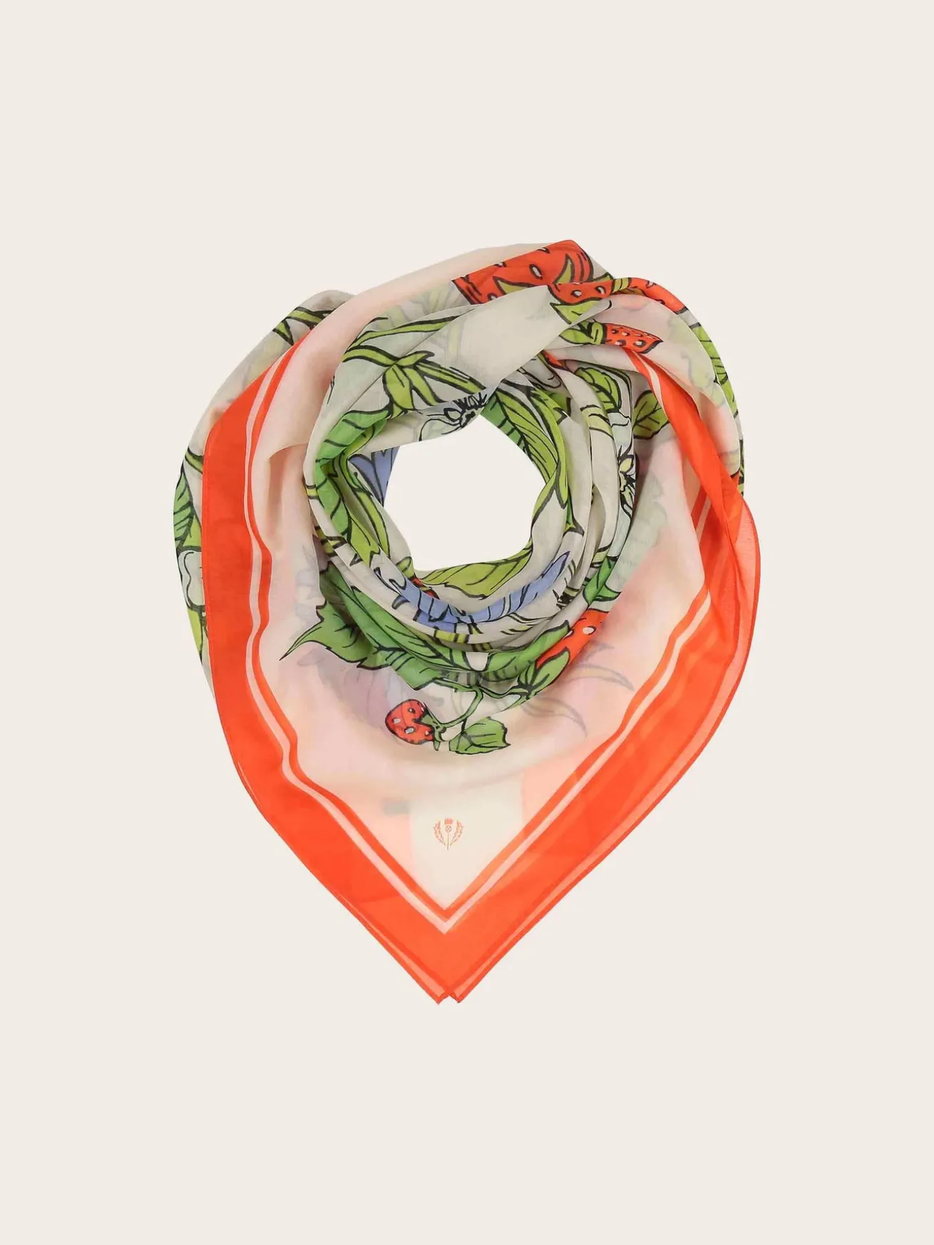 Tuch mit Erdbeer- und Blumen-Design in Seidenmischung