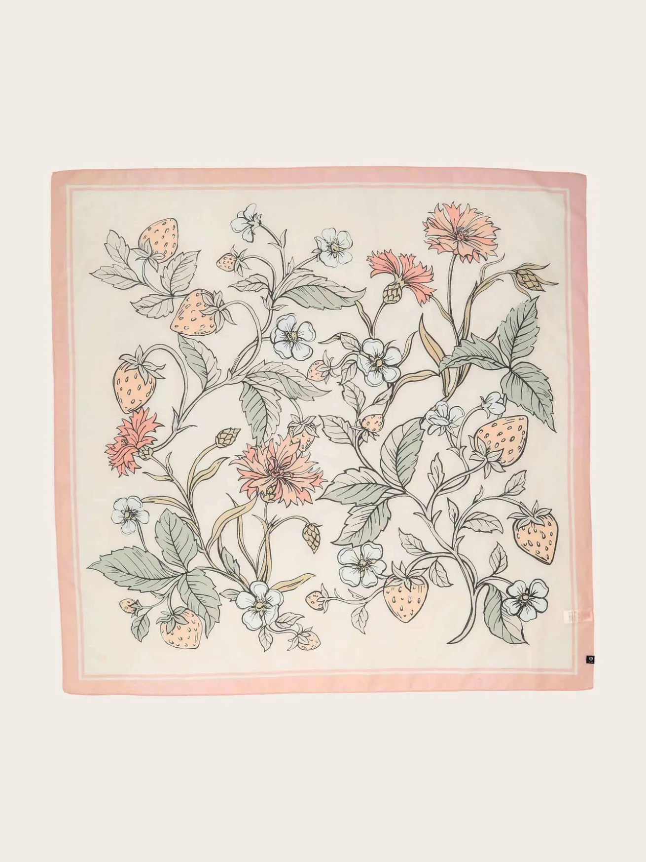 Tuch mit Erdbeer- und Blumen-Design in Seidenmischung