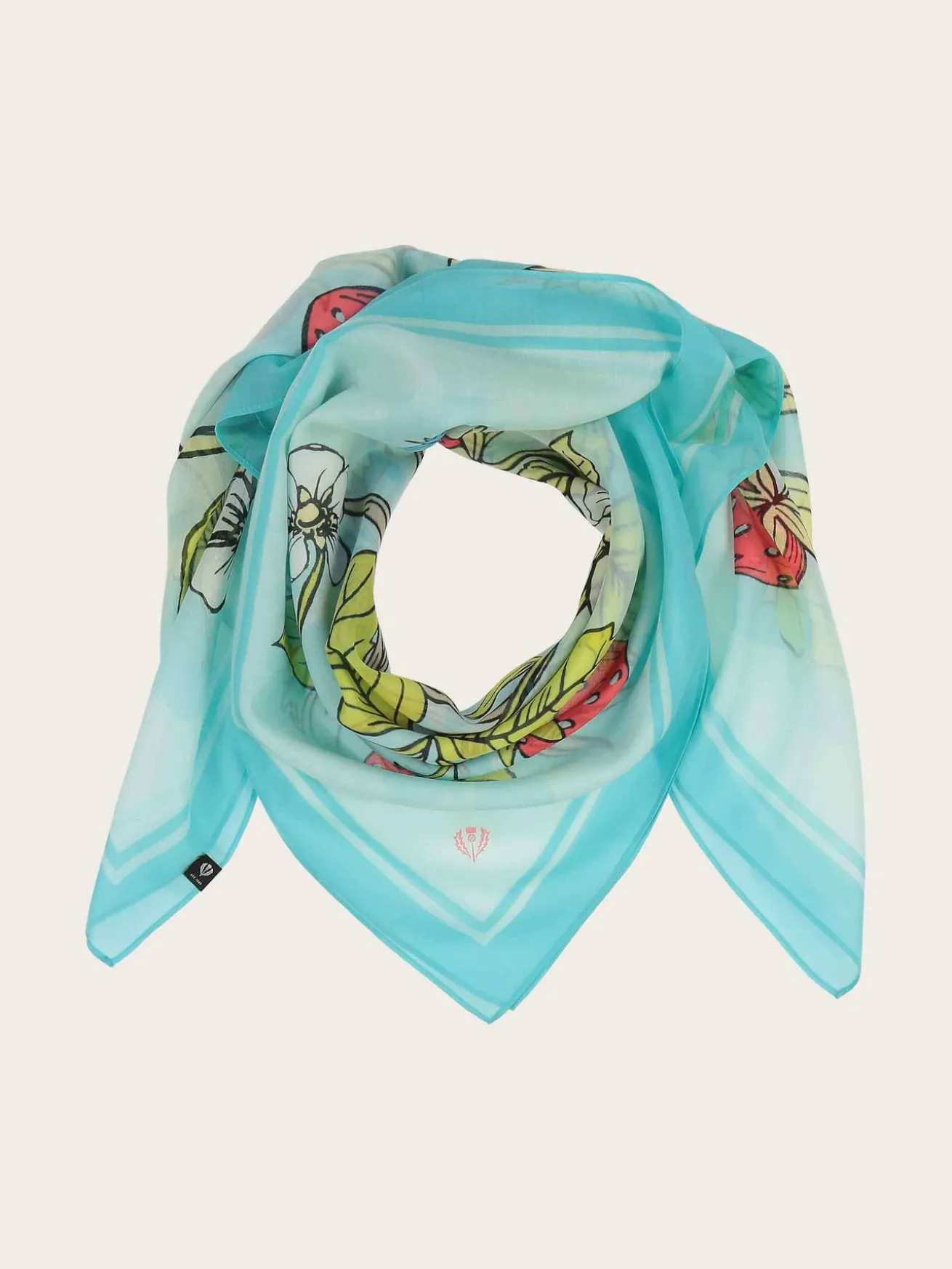 Tuch mit Erdbeer- und Blumen-Design in Seidenmischung