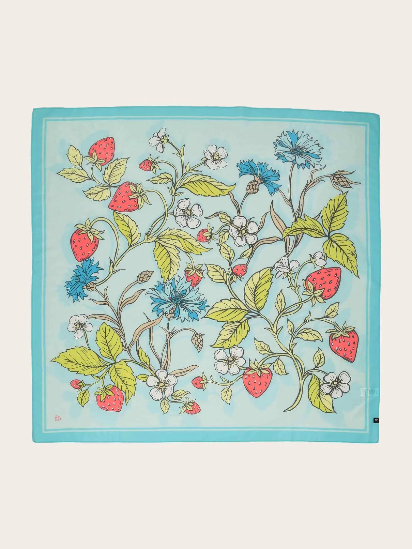Tuch mit Erdbeer- und Blumen-Design in Seidenmischung