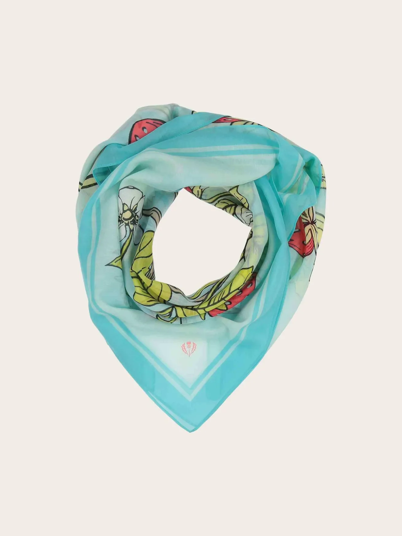 Tuch mit Erdbeer- und Blumen-Design in Seidenmischung