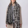 Zweifarbiger Cashmink-Schal mit Leo-Design