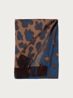 Zweifarbiger Cashmink-Schal mit Leo-Design