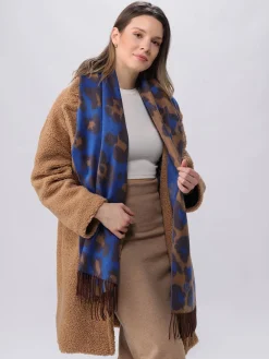 Zweifarbiger Cashmink-Schal mit Leo-Design