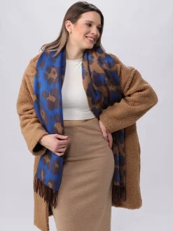 Zweifarbiger Cashmink-Schal mit Leo-Design