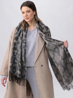 Zweifarbiger Cashmink-Schal mit Leo-Design