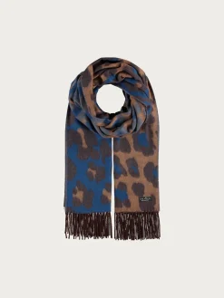 Zweifarbiger Cashmink-Schal mit Leo-Design